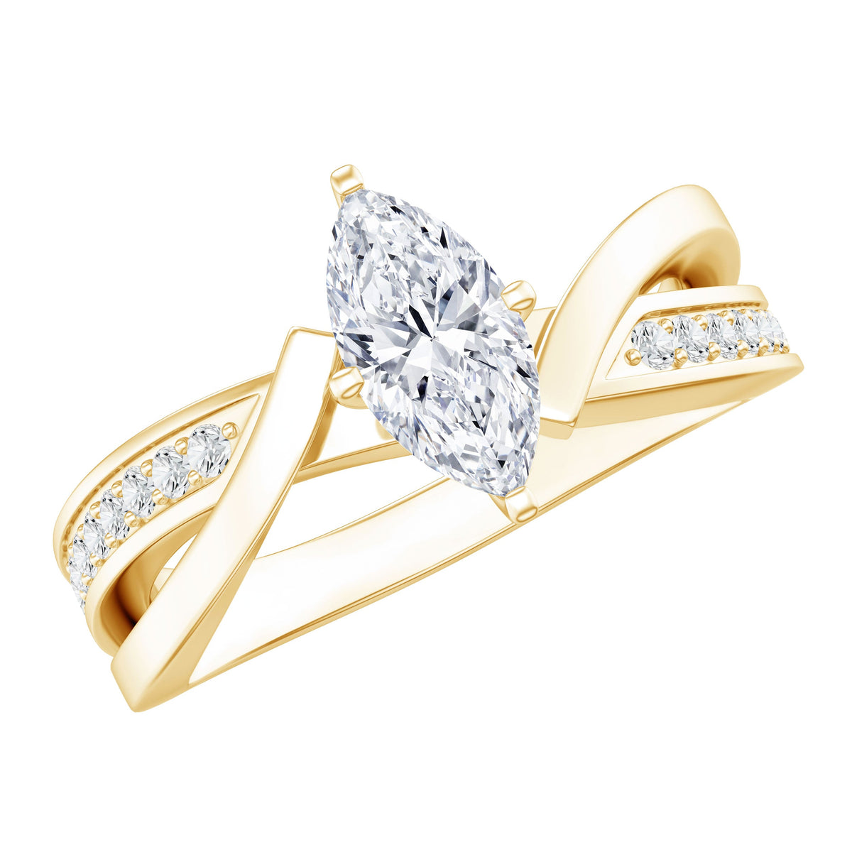 Certified Moissanite Marquise Cut Engagement Ring For Women