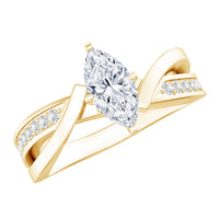 Certified Moissanite Marquise Cut Engagement Ring For Women