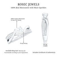 Cushion Cut Solitaire Moissanite Infinity Engagement Ring