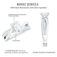 6X8mm Emerald Cut Moissanite Infinity Engagement Ring