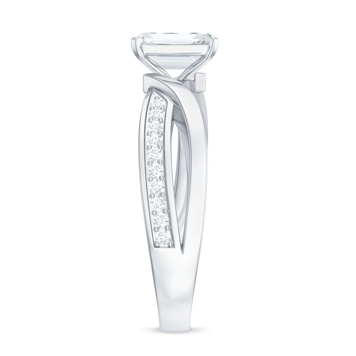 6X8mm Emerald Cut Moissanite Infinity Engagement Ring