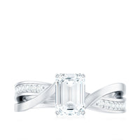 6X8mm Emerald Cut Moissanite Infinity Engagement Ring
