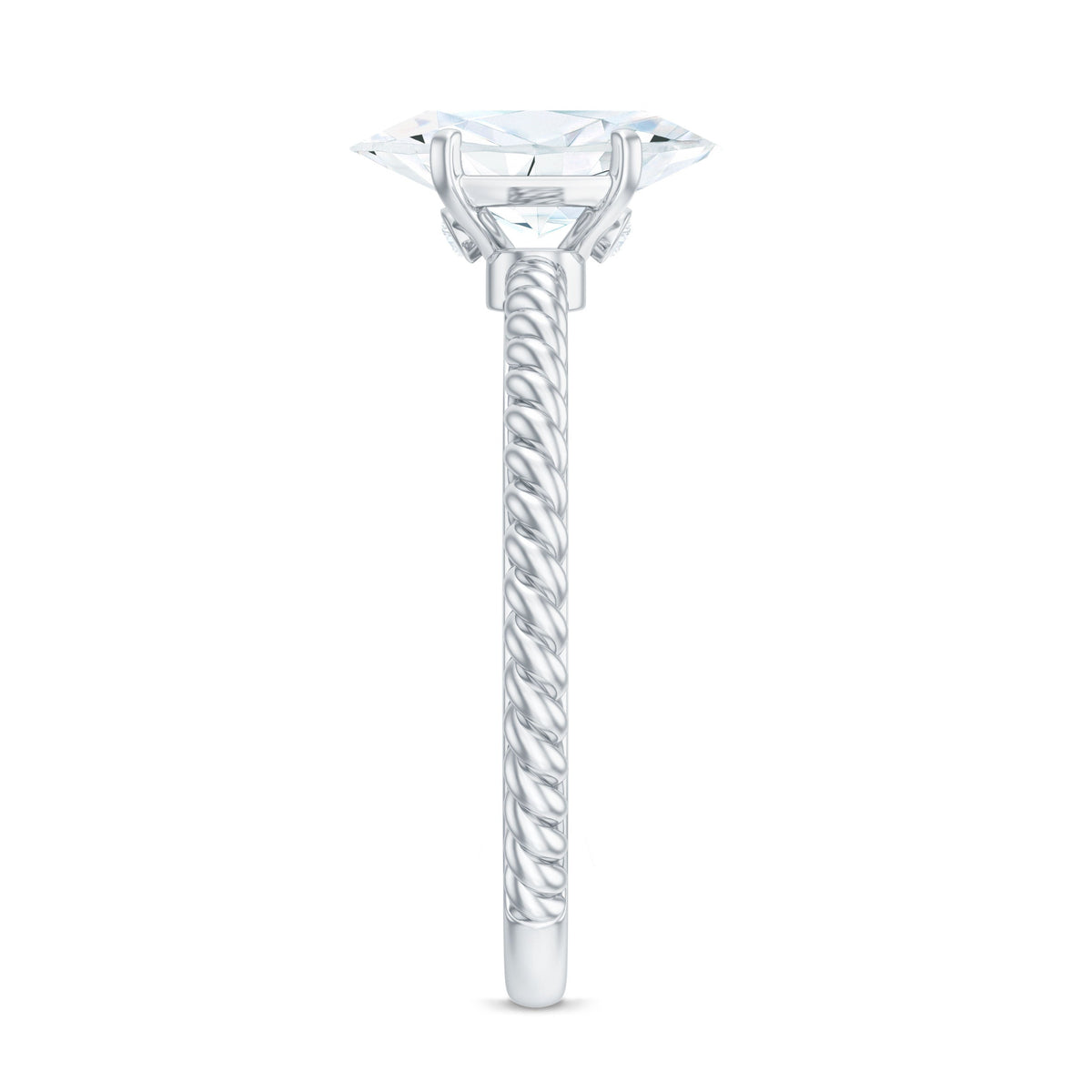 5X10mm Marquise Cut Moissanite Solitaire Engagement Ring with Twisted Rope Shank