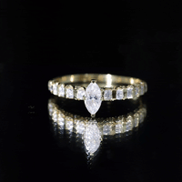 Marquise Moissanite Solitaire Engagement Ring with Side Stones