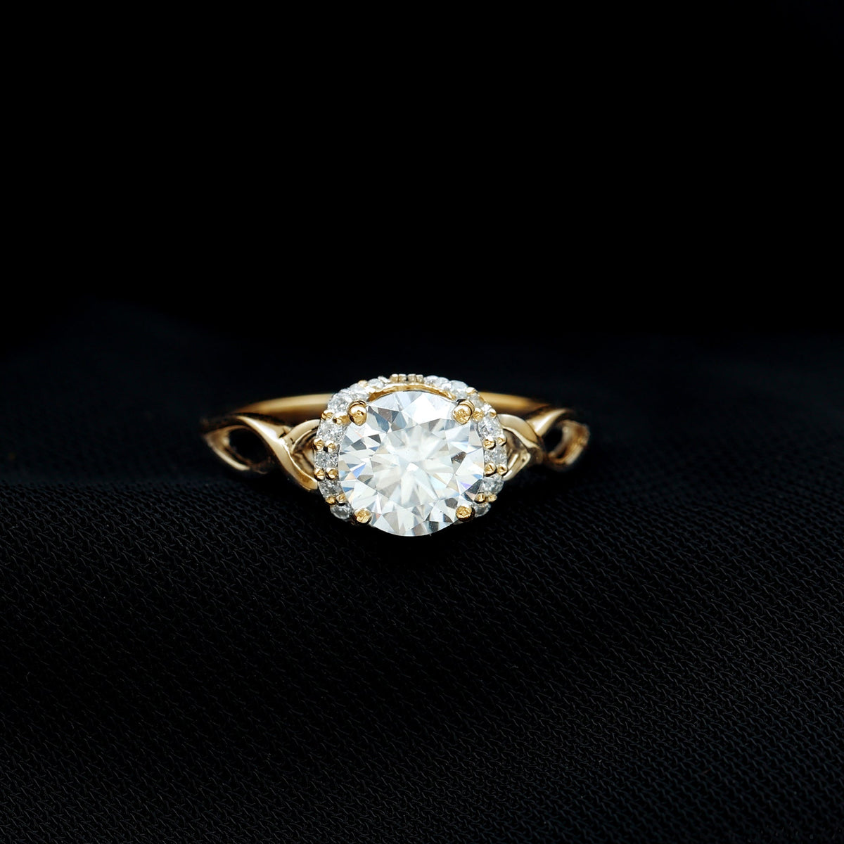 Round Cut Moissanite Infinity Engagement Ring