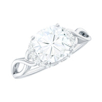 3.25ct Cushion Cut Moissanite Solitaire Engagement Ring with Infinity Shank