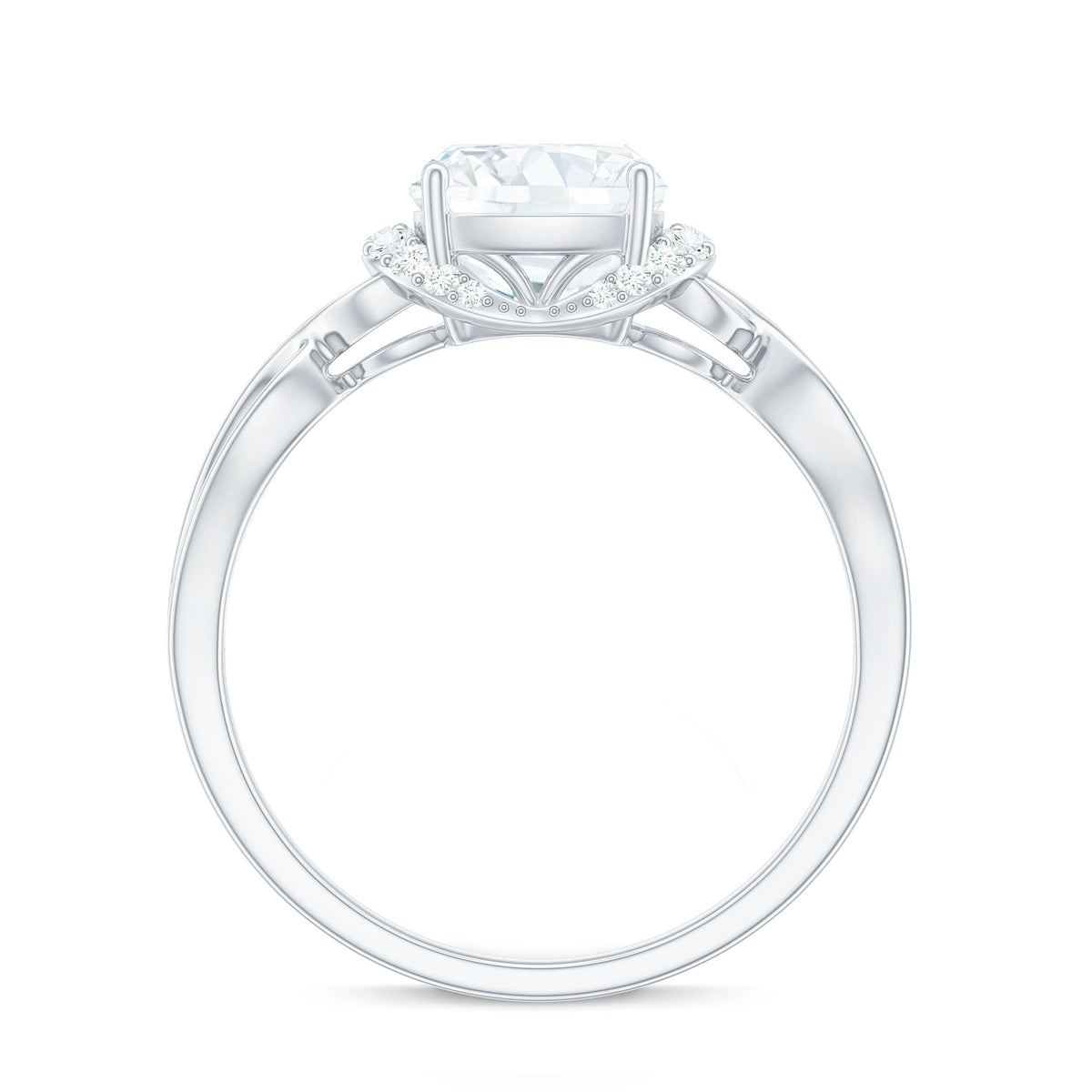 3.25ct Cushion Cut Moissanite Solitaire Engagement Ring with Infinity Shank