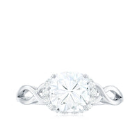 3.25ct Cushion Cut Moissanite Solitaire Engagement Ring with Infinity Shank