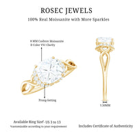 3.25ct Cushion Cut Moissanite Solitaire Engagement Ring with Infinity Shank