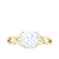 3.25ct Cushion Cut Moissanite Solitaire Engagement Ring with Infinity Shank