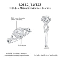 Heart Shape Moissanite Halo Engagement Ring with Infinity Band