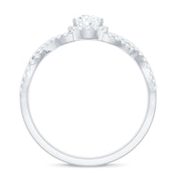 Pear Shaped Moissanite Crossover Engagement Ring with Halo