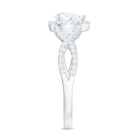 Pear Shaped Moissanite Crossover Engagement Ring with Halo