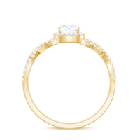 6mm Cushion Cut Moissanite Halo Engagement Ring with Crossover Shank