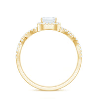 Certified Emerald Cut Moissanite Statement Ring with Crossover Shank