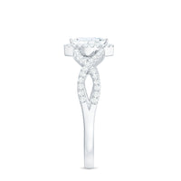Womens Moissanite Marquise Cut Engagement Ring with Crossover Shank