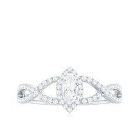 Womens Moissanite Marquise Cut Engagement Ring with Crossover Shank