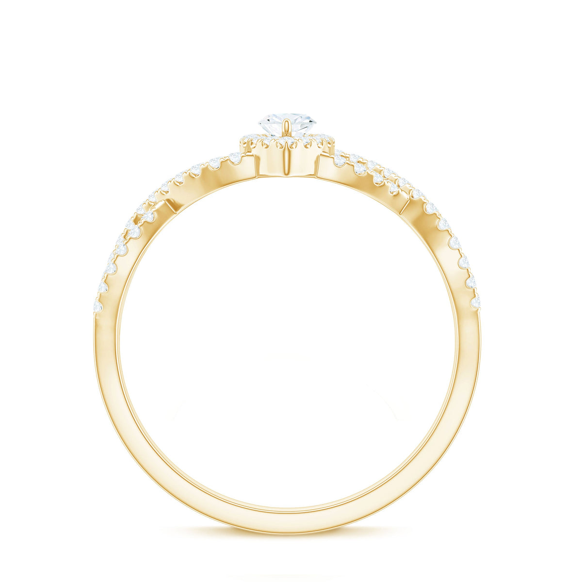 Womens Moissanite Marquise Cut Engagement Ring with Crossover Shank