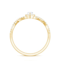 Womens Moissanite Marquise Cut Engagement Ring with Crossover Shank