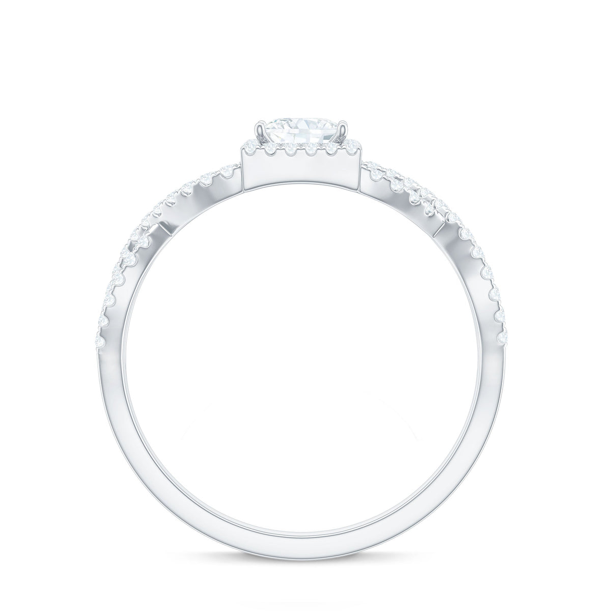 Moissanite 4mm Square Cut Engagement Ring with Crossover Shank