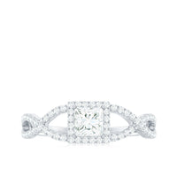 Moissanite 4mm Square Cut Engagement Ring with Crossover Shank