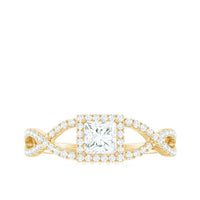 Moissanite 4mm Square Cut Engagement Ring with Crossover Shank