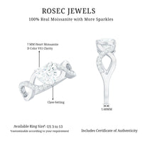 Heart Shape Certified Moissanite Infinity Style Engagement Ring