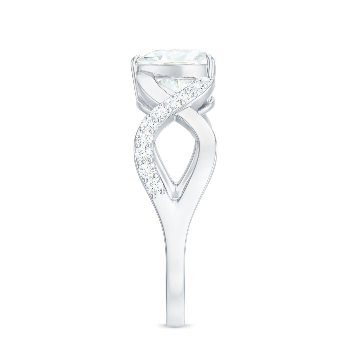 Heart Shape Certified Moissanite Infinity Style Engagement Ring