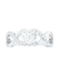 Heart Shape Certified Moissanite Infinity Style Engagement Ring