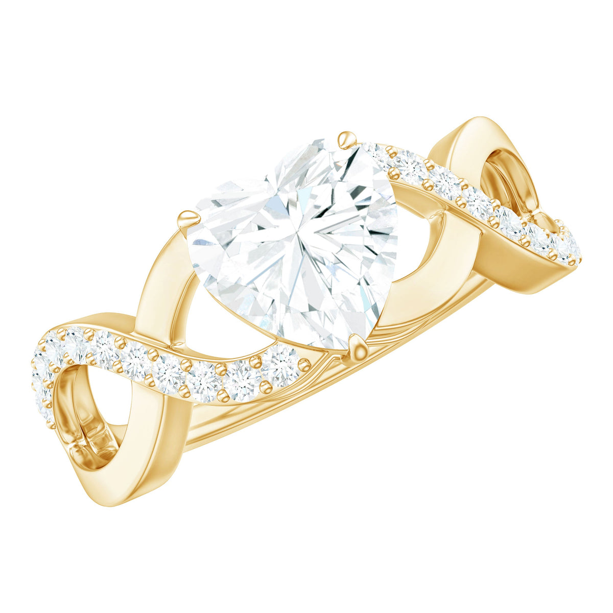 Heart Shape Certified Moissanite Infinity Style Engagement Ring