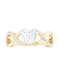 Heart Shape Certified Moissanite Infinity Style Engagement Ring