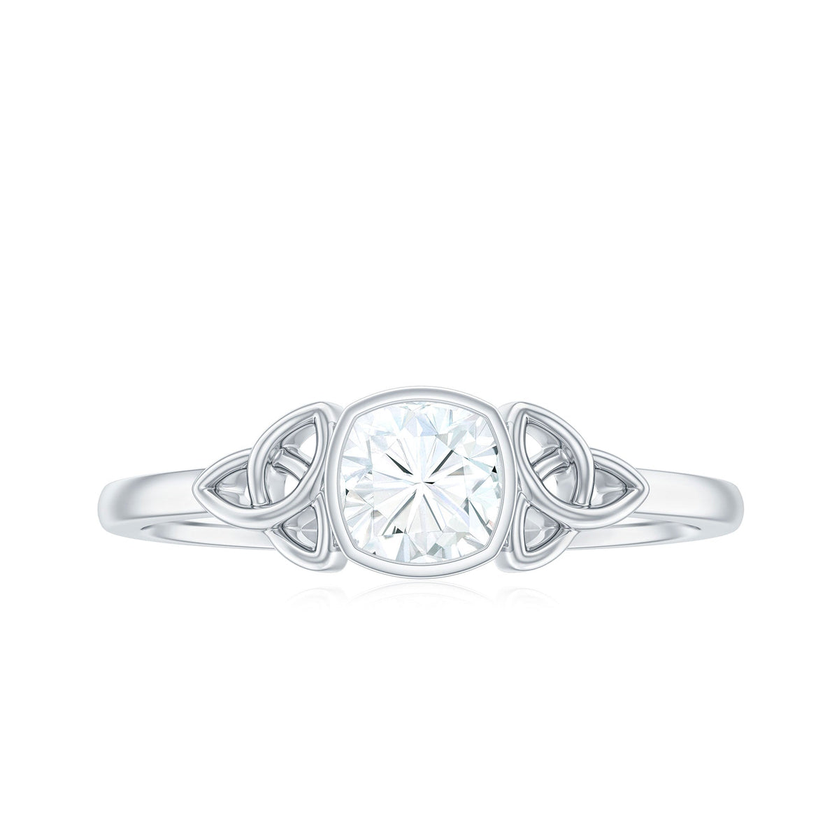 Brilliant Cut Moissanite Celtic Knot Engagement Ring in Bezel Setting