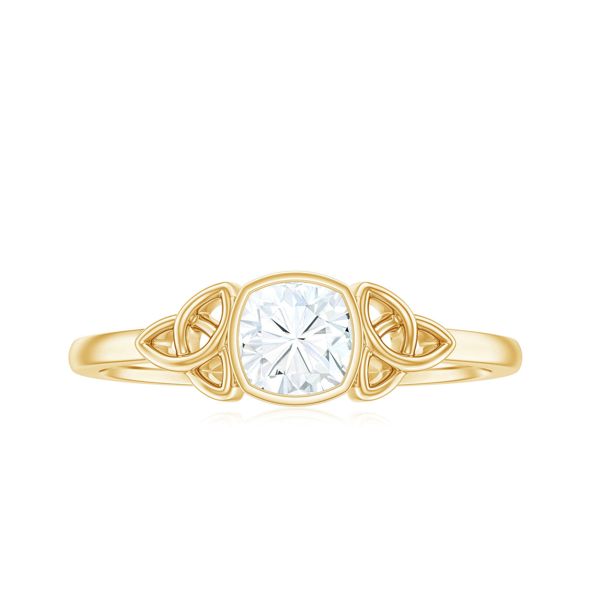 Brilliant Cut Moissanite Celtic Knot Engagement Ring in Bezel Setting