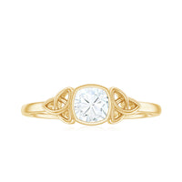 Brilliant Cut Moissanite Celtic Knot Engagement Ring in Bezel Setting