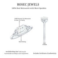 5x5mm Princess Cut Certified Moissanite Solitaire Ring with Celtic Knot Style