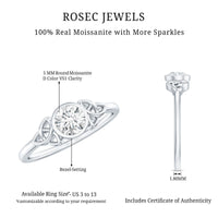 Bezel Set Moissanite Promise Ring with Celtic Knot Details