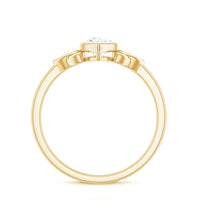 Bezel Set Moissanite Pear Cut Solitaire Celtic Ring for Women