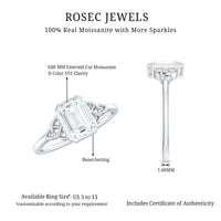 Emerald Cut Moissanite Solitaire Celtic Engagement Ring