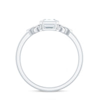 Emerald Cut Moissanite Solitaire Celtic Engagement Ring