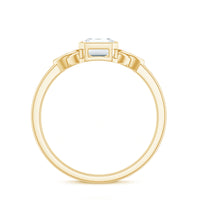 Emerald Cut Moissanite Solitaire Celtic Engagement Ring