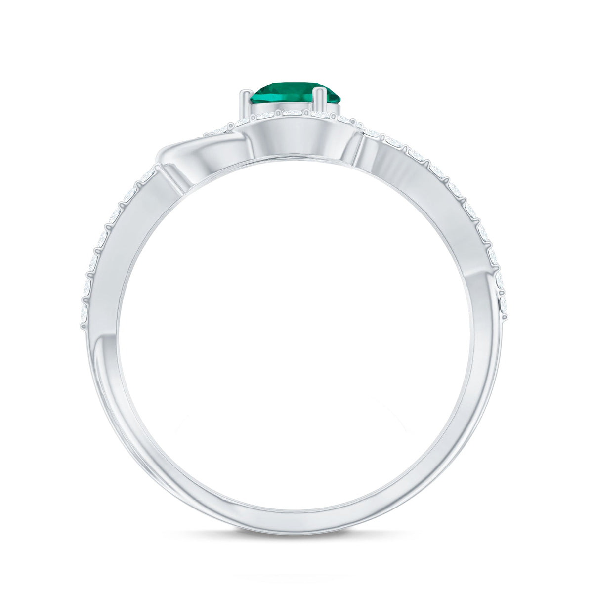 Lab Created Emerald Infinity Promise Ring With Diamond