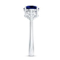 Certified 2.7 Carat Lab Grown Blue Sapphire Diamond Engagement Ring for Women