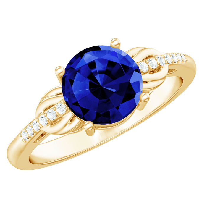 Certified 2.7 carat lab-grown blue sapphire diamond engagement ring for women, featuring a elegant rose gold band from Rosec Jewels.