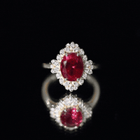 Vintage Inspired Lab Grown Ruby and Diamond Engagement Ring