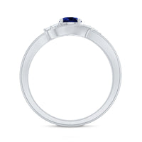 Certified 0.6 Carat Lab Grown Blue Sapphire Diamond Promise Ring for Women