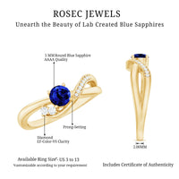 Certified 0.6 Carat Lab Grown Blue Sapphire Diamond Promise Ring for Women