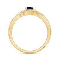 Certified 0.6 Carat Lab Grown Blue Sapphire Diamond Promise Ring for Women