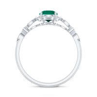 Lab Grown Emerald Art Deco Engagement Ring With Diamond