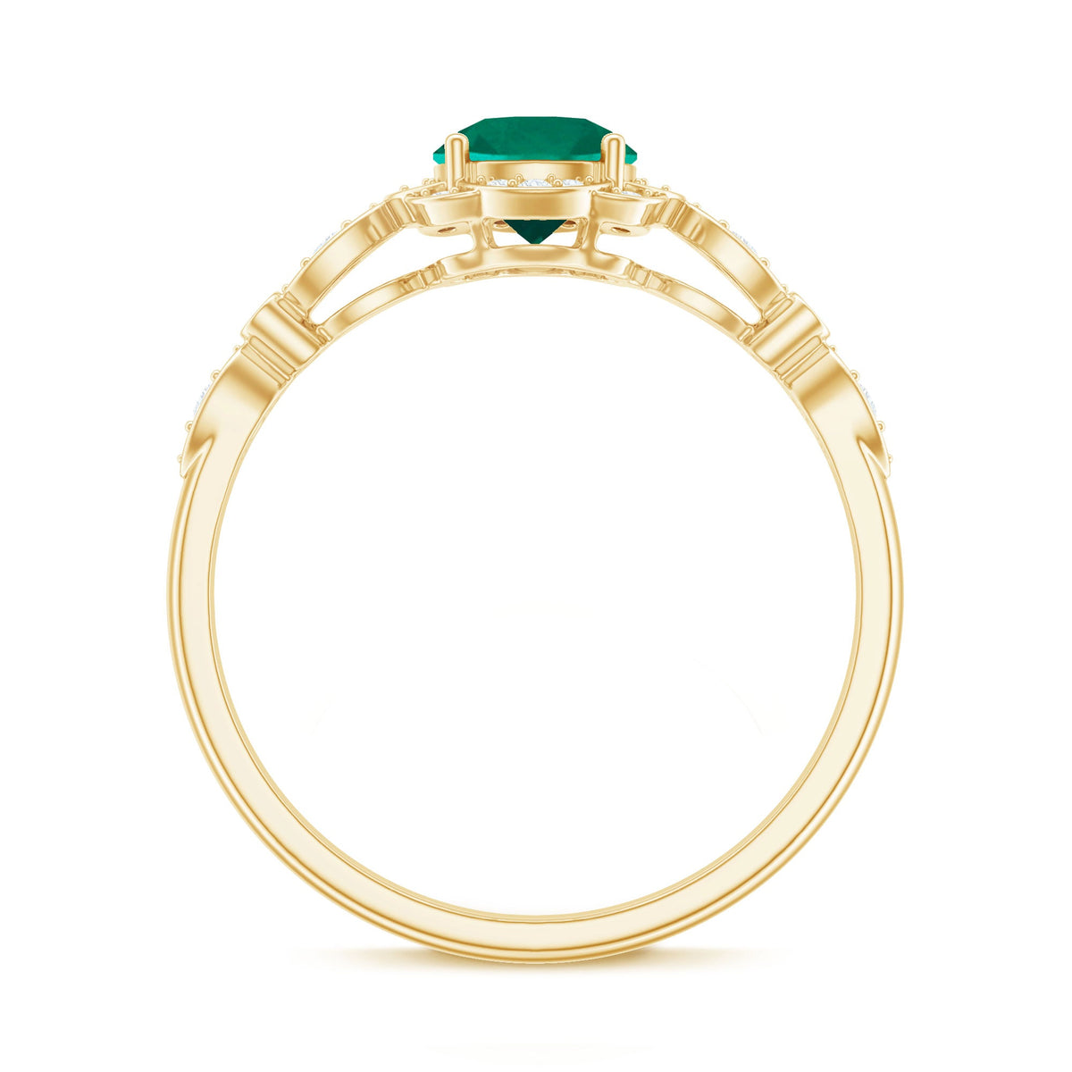 Lab Grown Emerald Art Deco Engagement Ring With Diamond