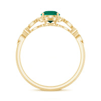 Lab Grown Emerald Art Deco Engagement Ring With Diamond